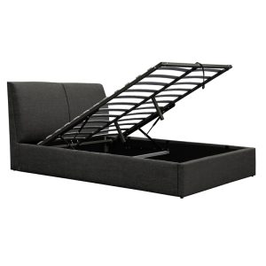 234 000010 2 Double bed Violaine pakoworld fabric anthracite with storage 160x200cmIndoor furniture > Beds