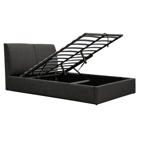 234 000010 2 Double bed Violaine pakoworld fabric anthracite with storage 160x200cmIndoor furniture > Beds