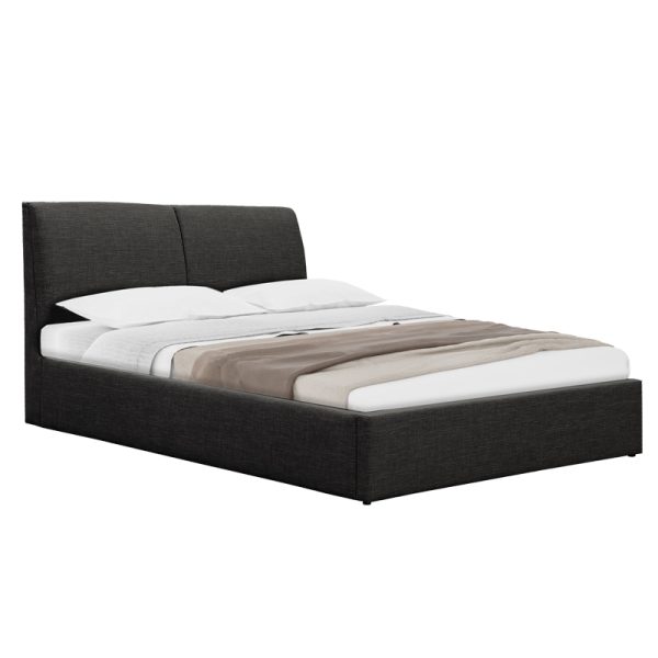 234 000010 Double bed Violaine pakoworld fabric anthracite with storage 160x200cmIndoor furniture > Beds