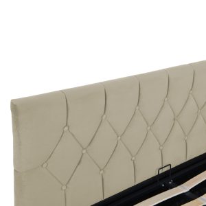 234 000019 4 Kamaho pakoworld double bed, velvet, cream, with storage space, 160x200cmIndoor furniture > Beds