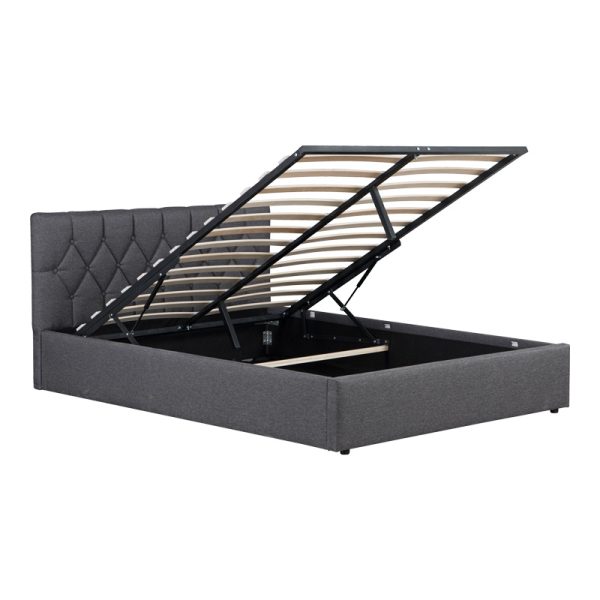 234 000020 2 Kamaho pakoworld double bed, fabric, anthracite, with storage space, 160x200cmIndoor furniture > Beds