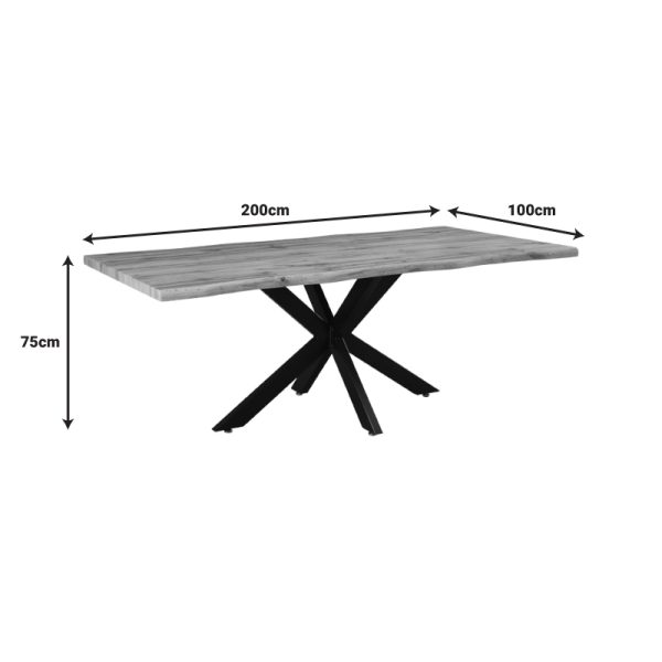 235 000038 4 Gilman pakoworld mdf table in sonoma shade and black metal leg 200x100x75cmIndoor furniture > Dining Tables