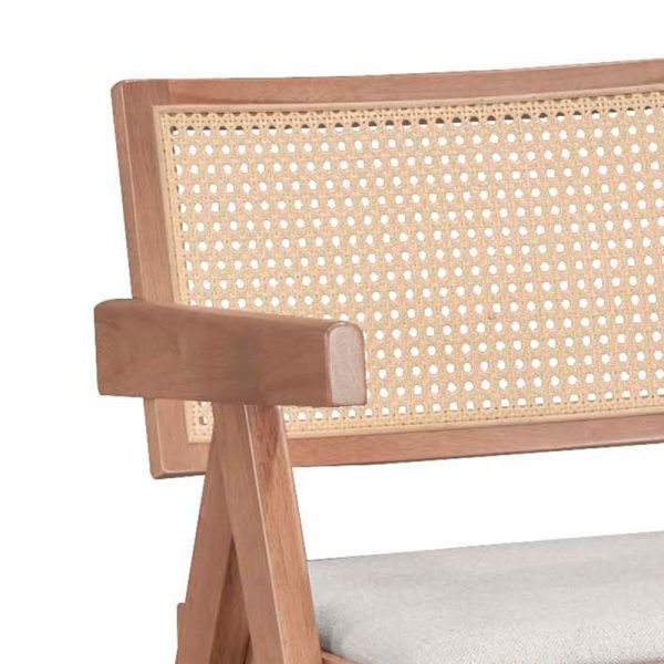247 000004 2 Armchair Winslow pakoworld wood rubberwood light walnut-pvc natural rattan-fabric grayIndoor furniture > Armchairs