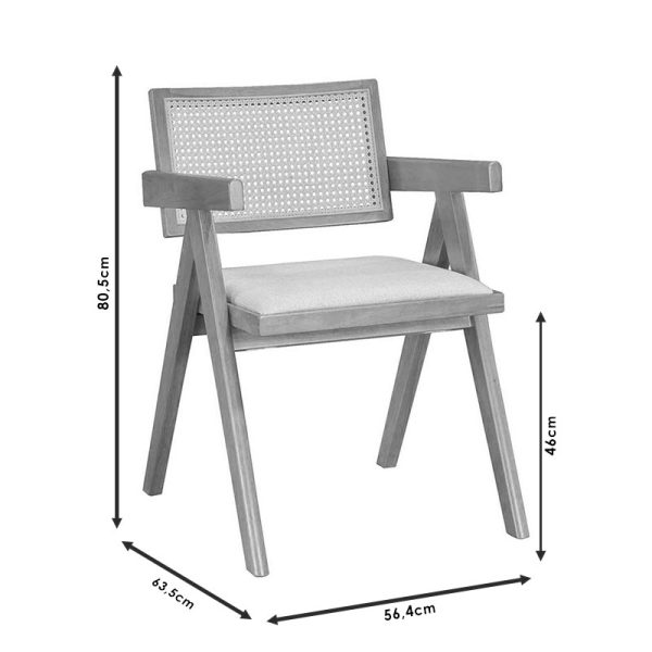 247 000004 4 Armchair Winslow pakoworld wood rubberwood light walnut-pvc natural rattan-fabric grayIndoor furniture > Armchairs