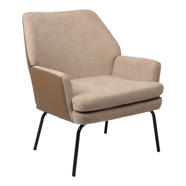 255 000043 Armchair Kieran pakoworld fabric brown black leg 67x89x86cmIndoor furniture > Living room armchairs