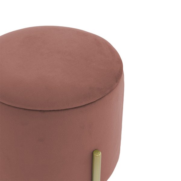 257 000010 2 Stool Creativity pakoworld velvet rotten apple-golden D35x42cmIndoor furniture > Stools