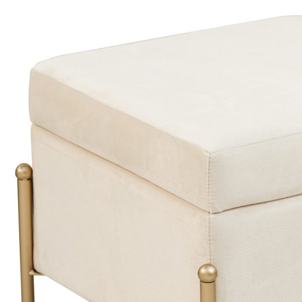 257 000017 3 Stool-trunk Panton pakoworld velvet cream-golden 40x40x36,5cmIndoor furniture > Stools