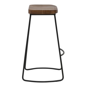 263 000035 2 Bar stool Lamul pakoworld elm wood in walnut-black shade and metal 48x42x71cmBOHO CHIC > Stools