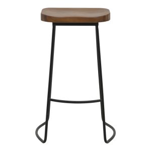 263 000035 3 Bar stool Lamul pakoworld elm wood in walnut-black shade and metal 48x42x71cmBOHO CHIC > Stools