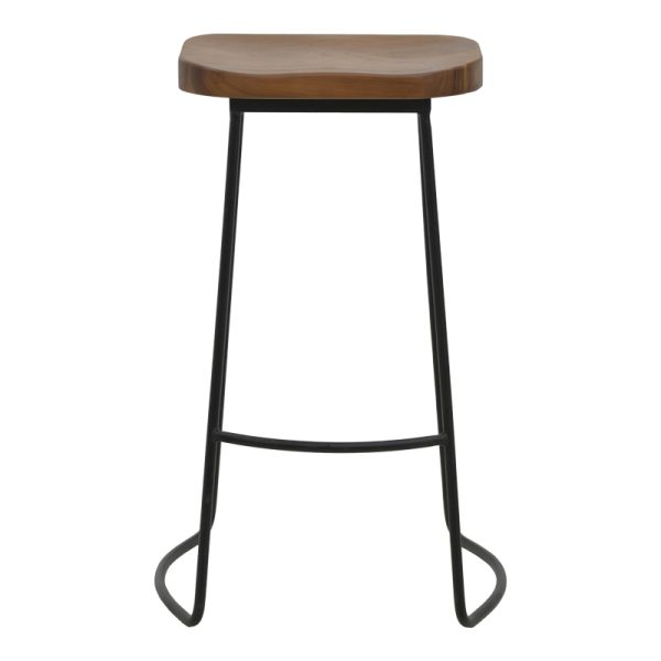 263 000035 3 Bar stool Lamul pakoworld elm wood in walnut-black shade and metal 48x42x71cmBOHO CHIC > Stools
