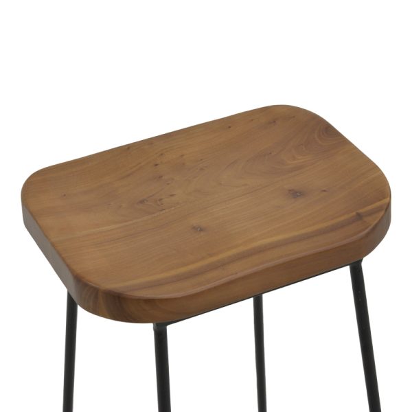 263 000035 4 Bar stool Lamul pakoworld elm wood in walnut-black shade and metal 48x42x71cmBOHO CHIC > Stools