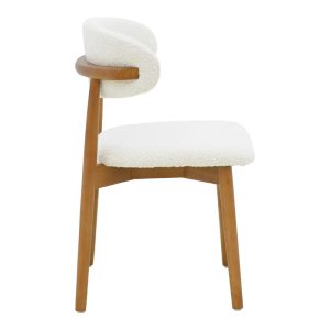 263 000055 2 Ubene chair pakoworld rubberwood in walnut-boucle fabric in white shade 51x56x79cmBOHO CHIC > Chairs and Armchairs