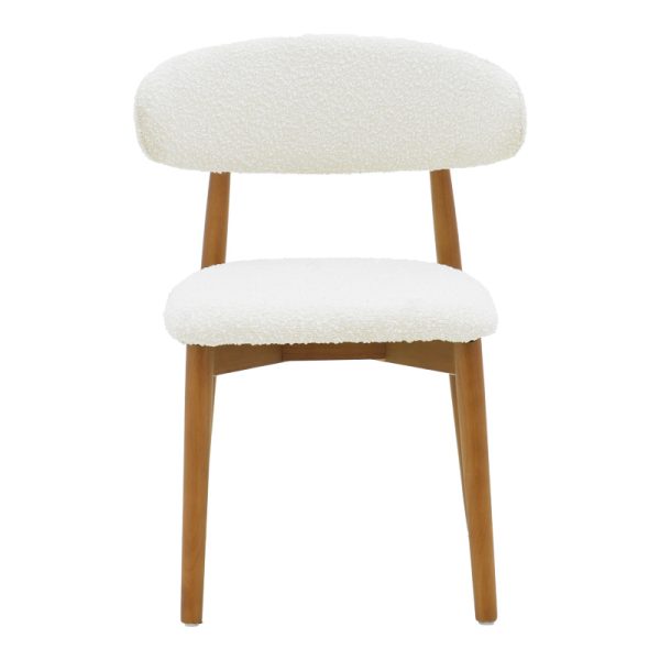 263 000055 3 Ubene chair pakoworld rubberwood in walnut-boucle fabric in white shade 51x56x79cmBOHO CHIC > Chairs and Armchairs