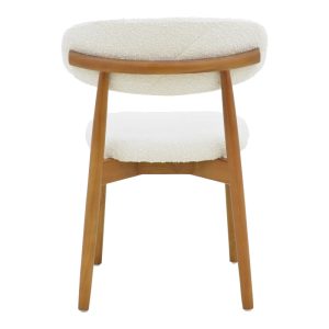 263 000055 4 Ubene chair pakoworld rubberwood in walnut-boucle fabric in white shade 51x56x79cmBOHO CHIC > Chairs and Armchairs