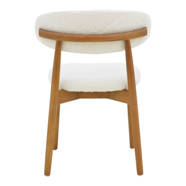 263 000055 4 Ubene chair pakoworld rubberwood in walnut-boucle fabric in white shade 51x56x79cmBOHO CHIC > Chairs and Armchairs