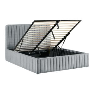 279 000001 2 Double bed Zilin pakoworld charcoal fabric With storage space 160x200cmIndoor furniture > Beds