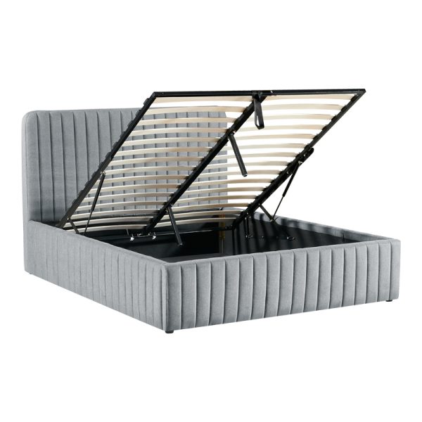 279 000001 2 Double bed Zilin pakoworld charcoal fabric With storage space 160x200cmIndoor furniture > Beds