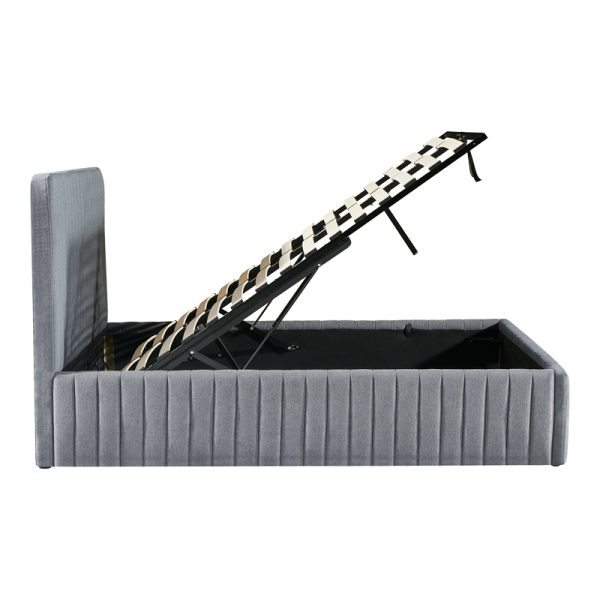 279 000001 3 Double bed Zilin pakoworld charcoal fabric With storage space 160x200cmIndoor furniture > Beds