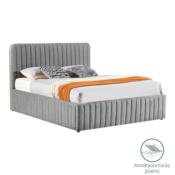 279 000001 Double bed Zilin pakoworld charcoal fabric With storage space 160x200cmIndoor furniture > Beds
