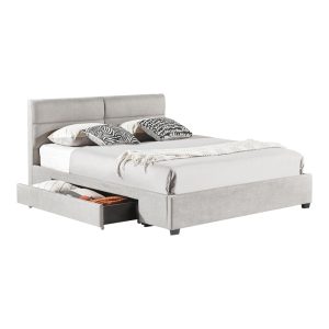 279 000004 2 Anay pakoworld double bed with drawer fabric gray 160x200cmIndoor furniture > Beds