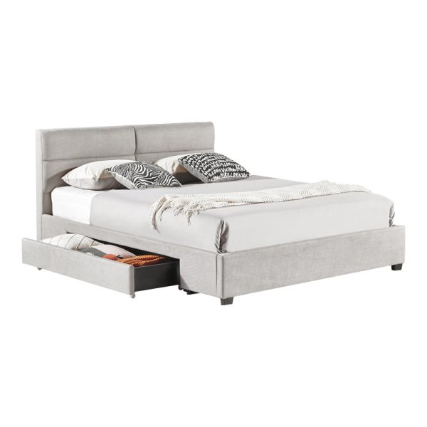 279 000004 2 Anay pakoworld double bed with drawer fabric gray 160x200cmIndoor furniture > Beds