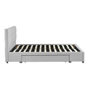 279 000004 4 Anay pakoworld double bed with drawer fabric gray 160x200cmIndoor furniture > Beds