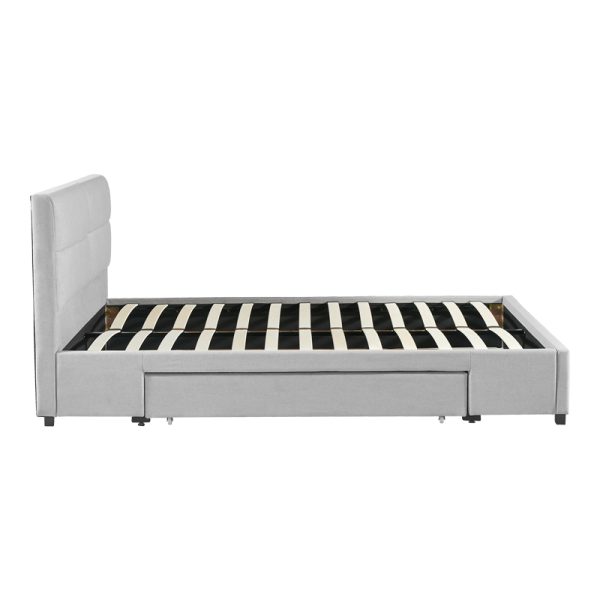 279 000004 4 Anay pakoworld double bed with drawer fabric gray 160x200cmIndoor furniture > Beds
