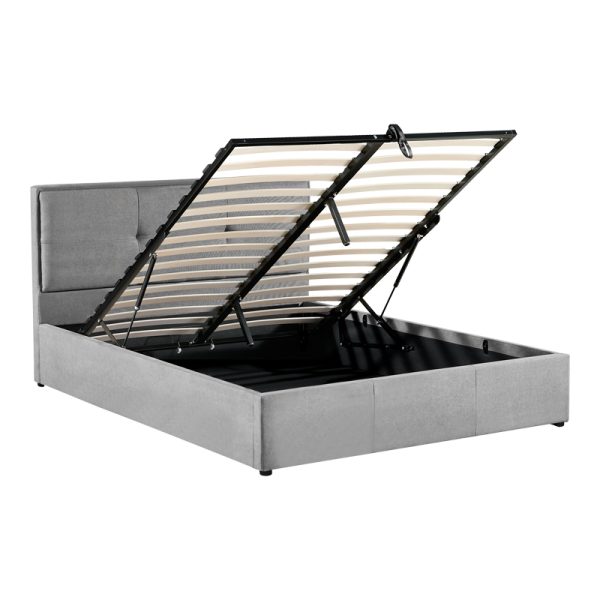 279 000006 2 Sonnie pakoworld double bed with storage space charcoal fabric 150x200cmIndoor furniture > Beds