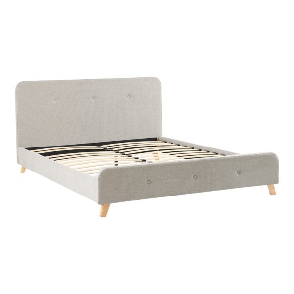 279 000013 3 Double bed Restel pakoworld grey-beige fabric 160x200cmIndoor furniture > Beds