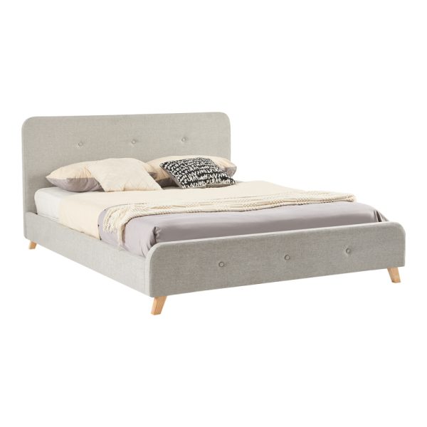 279 000013 Double bed Restel pakoworld grey-beige fabric 160x200cmIndoor furniture > Beds