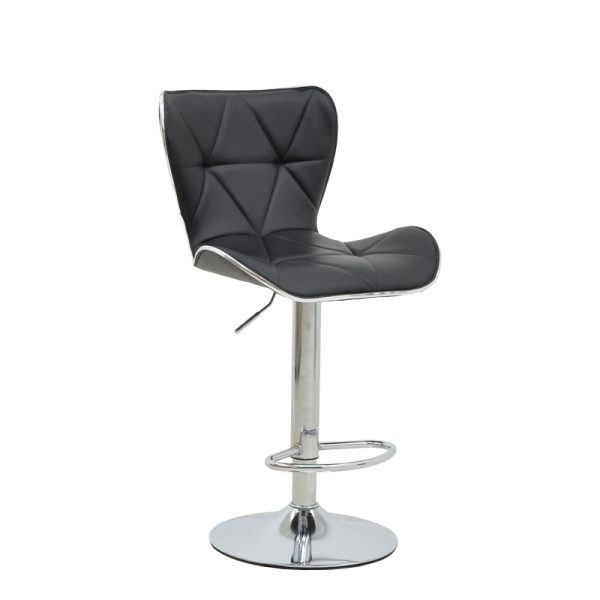 292 000023 2 Bar stool Jorine pakoworld height adjustable black pu-chrome base 53x44x114cmIndoor furniture > Bar stools