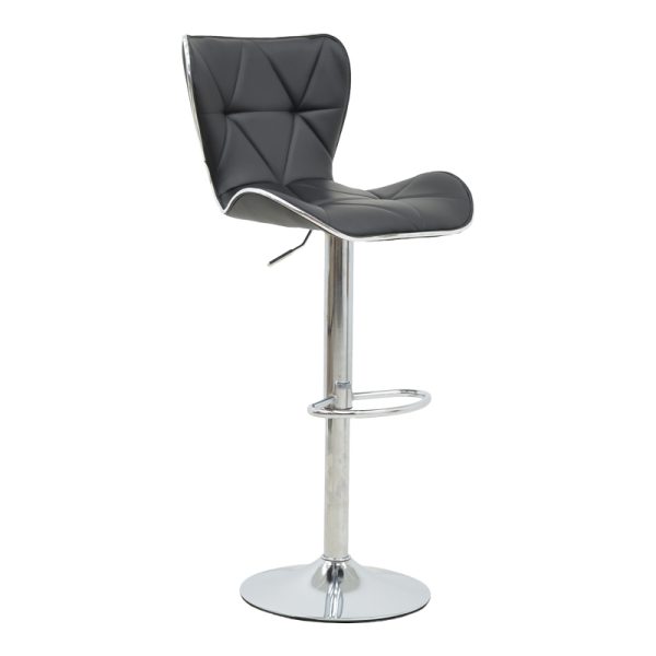 292 000023 Bar stool Jorine pakoworld height adjustable black pu-chrome base 53x44x114cmIndoor furniture > Bar stools