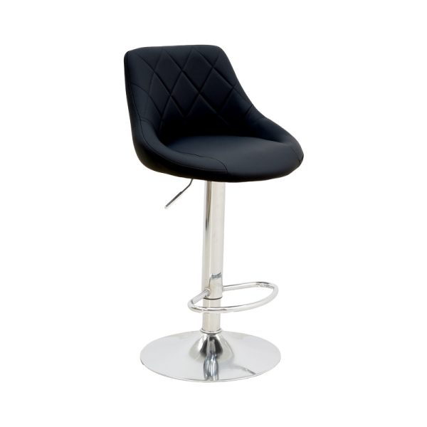 292 000031 2 Bar stool Boronez pakoworld height adjustable black pu-chrome base 47x49x112cmIndoor furniture > Bar stools