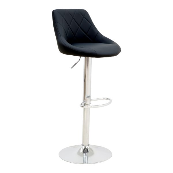 292 000031 Bar stool Boronez pakoworld height adjustable black pu-chrome base 47x49x112cmIndoor furniture > Bar stools