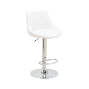 292 000032 2 Bar stool Boronez pakoworld height adjustable white pu-chrome base 47x49x112cmIndoor furniture > Bar stools
