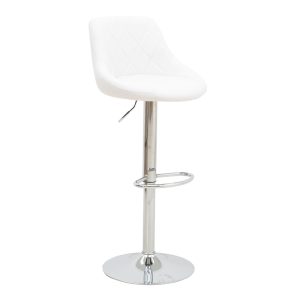 292 000032 Bar stool Boronez pakoworld height adjustable white pu-chrome base 47x49x112cmIndoor furniture > Bar stools