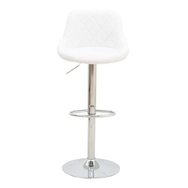 292 000032 4 Bar stool Boronez pakoworld height adjustable white pu-chrome base 47x49x112cmIndoor furniture > Bar stools