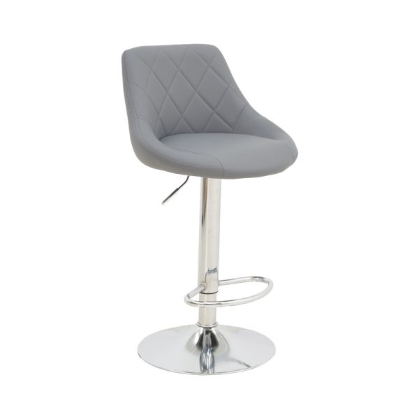 292 000033 2 Bar stool Boronez pakoworld height adjustable grey pu-chrome base 47x49x112cmIndoor furniture > Bar stools
