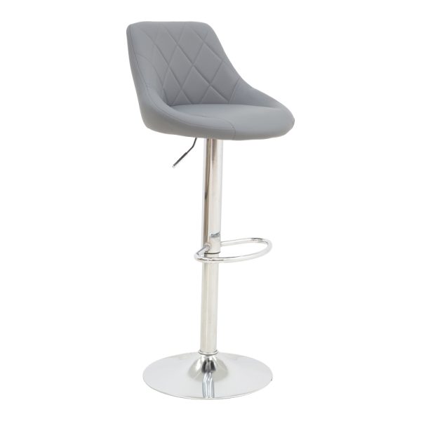 292 000033 Bar stool Boronez pakoworld height adjustable grey pu-chrome base 47x49x112cmIndoor furniture > Bar stools