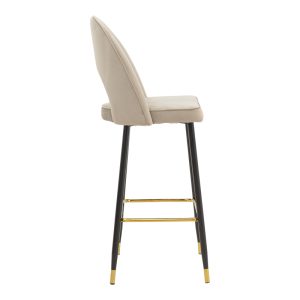 292 000036 2 Bar stool Casenio pakoworld beige velvet-black-gold metal base 48x50x117cmIndoor furniture > Bar stools
