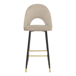 292 000036 3 Bar stool Casenio pakoworld beige velvet-black-gold metal base 48x50x117cmIndoor furniture > Bar stools