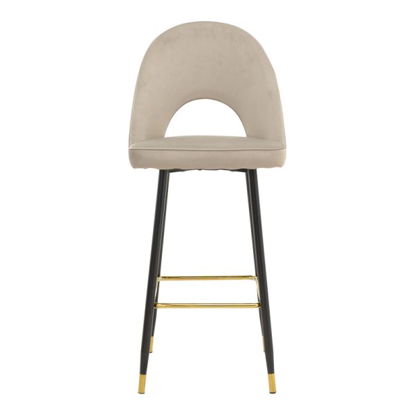 292 000036 3 Bar stool Casenio pakoworld beige velvet-black-gold metal base 48x50x117cmIndoor furniture > Bar stools
