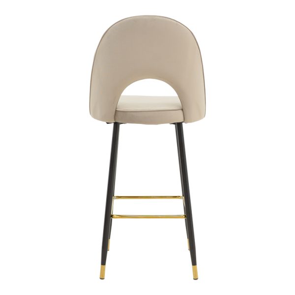 292 000036 4 Bar stool Casenio pakoworld beige velvet-black-gold metal base 48x50x117cmIndoor furniture > Bar stools