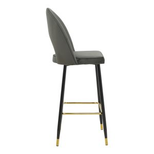 292 000039 2 Bar stool Casenio pakoworld velvet dark grey -black-gold metal base 48x50x117cmIndoor furniture > Bar stools