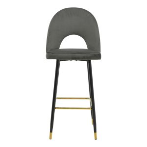 292 000039 3 Bar stool Casenio pakoworld velvet dark grey -black-gold metal base 48x50x117cmIndoor furniture > Bar stools
