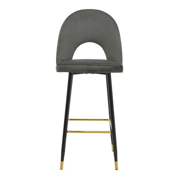 292 000039 3 Bar stool Casenio pakoworld velvet dark grey -black-gold metal base 48x50x117cmIndoor furniture > Bar stools