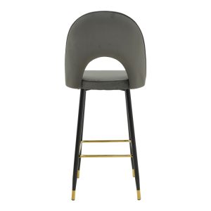 292 000039 4 Bar stool Casenio pakoworld velvet dark grey -black-gold metal base 48x50x117cmIndoor furniture > Bar stools