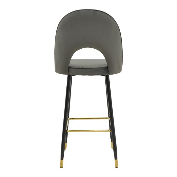 292 000039 4 Bar stool Casenio pakoworld velvet dark grey -black-gold metal base 48x50x117cmIndoor furniture > Bar stools