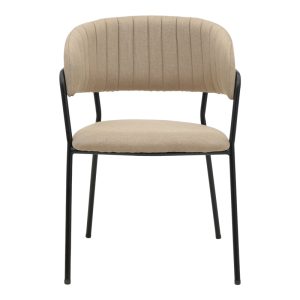 292 000048 3 Chair Morel pakoworld beige fabric- black metal leg 55x55x76cmIndoor furniture > Chairs