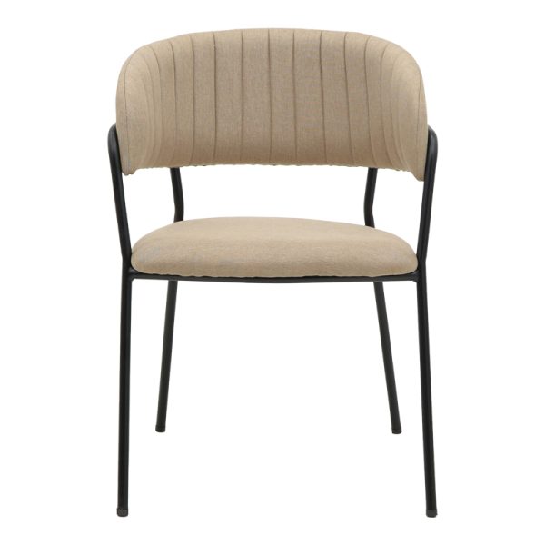292 000048 3 Chair Morel pakoworld beige fabric- black metal leg 55x55x76cmIndoor furniture > Chairs